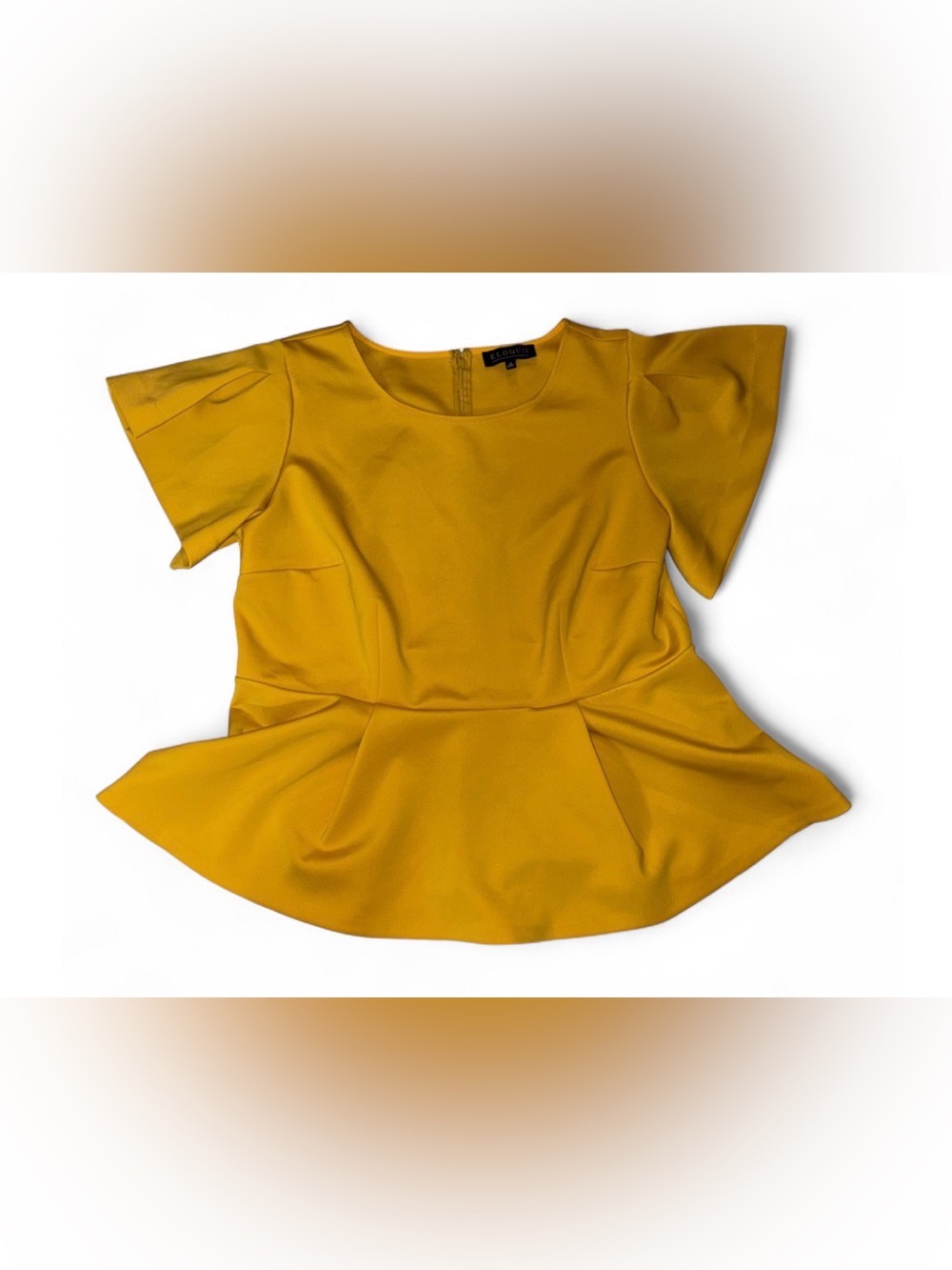 Eloquii Mustard Peplum Blouse